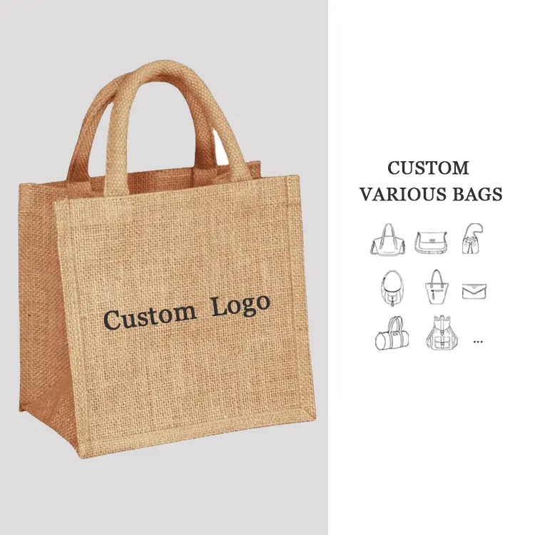 eco friendly custom logo jute & linen tote bag eco friendly custom logo jute & linen tote bag