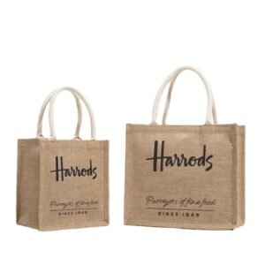 Home eco friendly custom logo jute & linen tote bag
