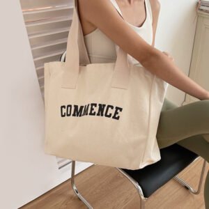 Home custom logo heavy canvas cotton tote bag – eco friendly oversized weekend handbag